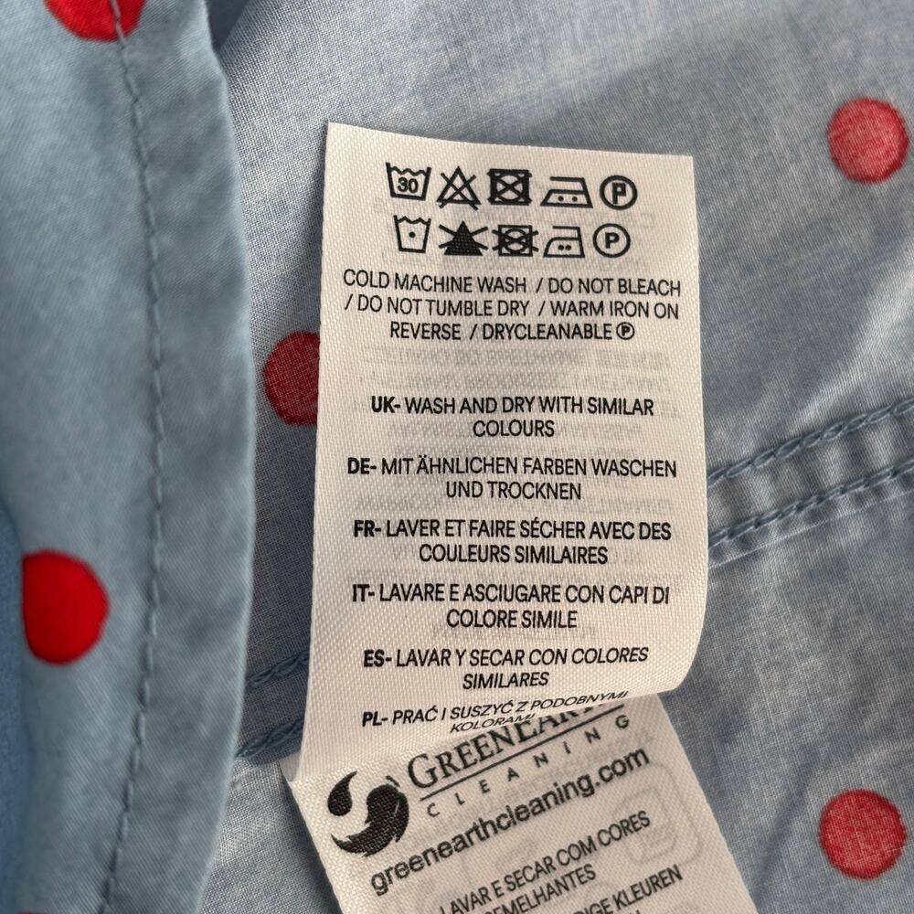 Boden Heron Blue Sienna Red Spaced Dot Cotton Button Down Shirt - Picture 12 of 12